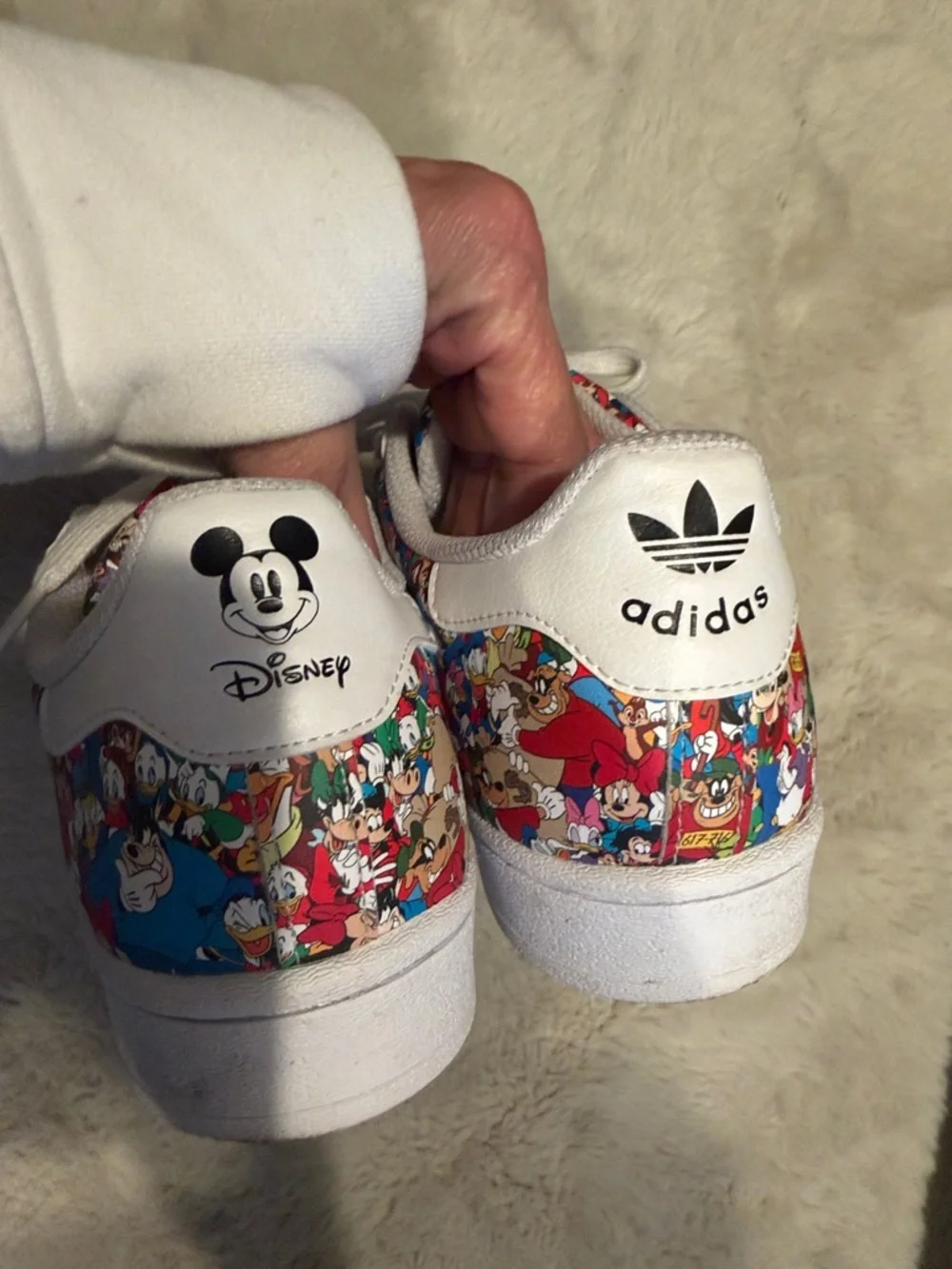 adidas Kids White Sneakers with Multicolor Cartoon Panels - Picture 4 of 7